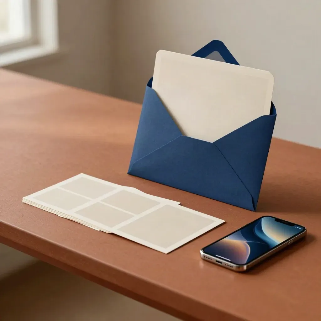 Table de campagne multicanal avec presse, social, annonce et téléphone sous lumière dramatique.
